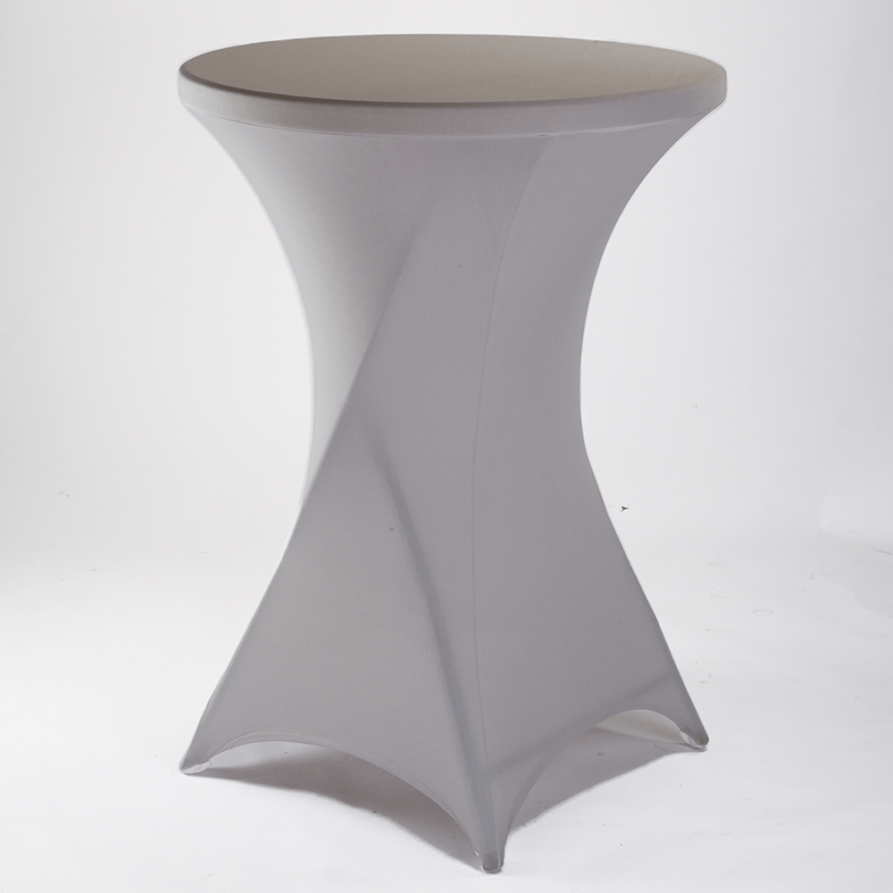 Silver spandex cocktail tablecloth, cocktail tablecloths, cocktail